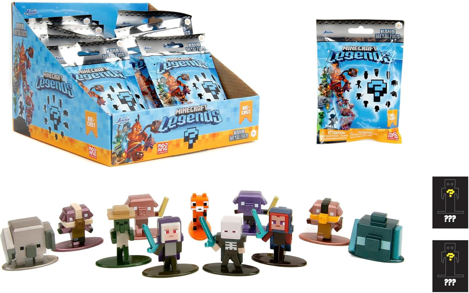 Jada Toys - Minecraft Blind Pack Nanofigs, Wave 2, Figura coleccionable de nano metal Minecraft Legends, varios modelos, 4 cm, mayores de 3 años, figuras de acción negras Naty Shop Título predeterminado