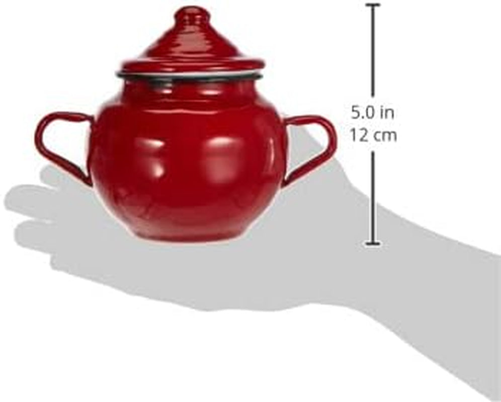 Tarro Roja con tapa, 0,5 l, acero esmaltado en rojo, 10 x 10 x 20 cm, 2 piezas