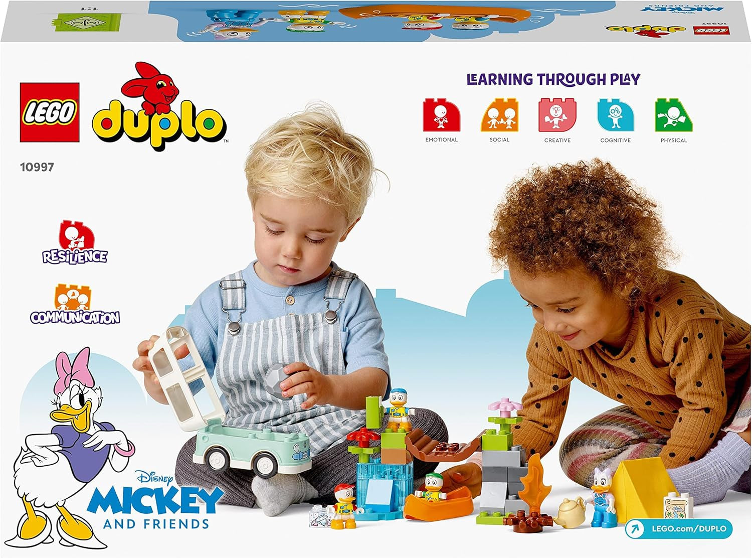 LEGO 10997 DUPLO Disney Mickey y sus Amigos Set de Aventura de Campamento con Autocaravana, Canoa y Figura de la Pata Margarita, Juguete de Construcción de Regalo para Niños Pequeños a Partir de 2 Años, Juegos de Construcción para Niñas y Niños Besuche den LEGO-Store