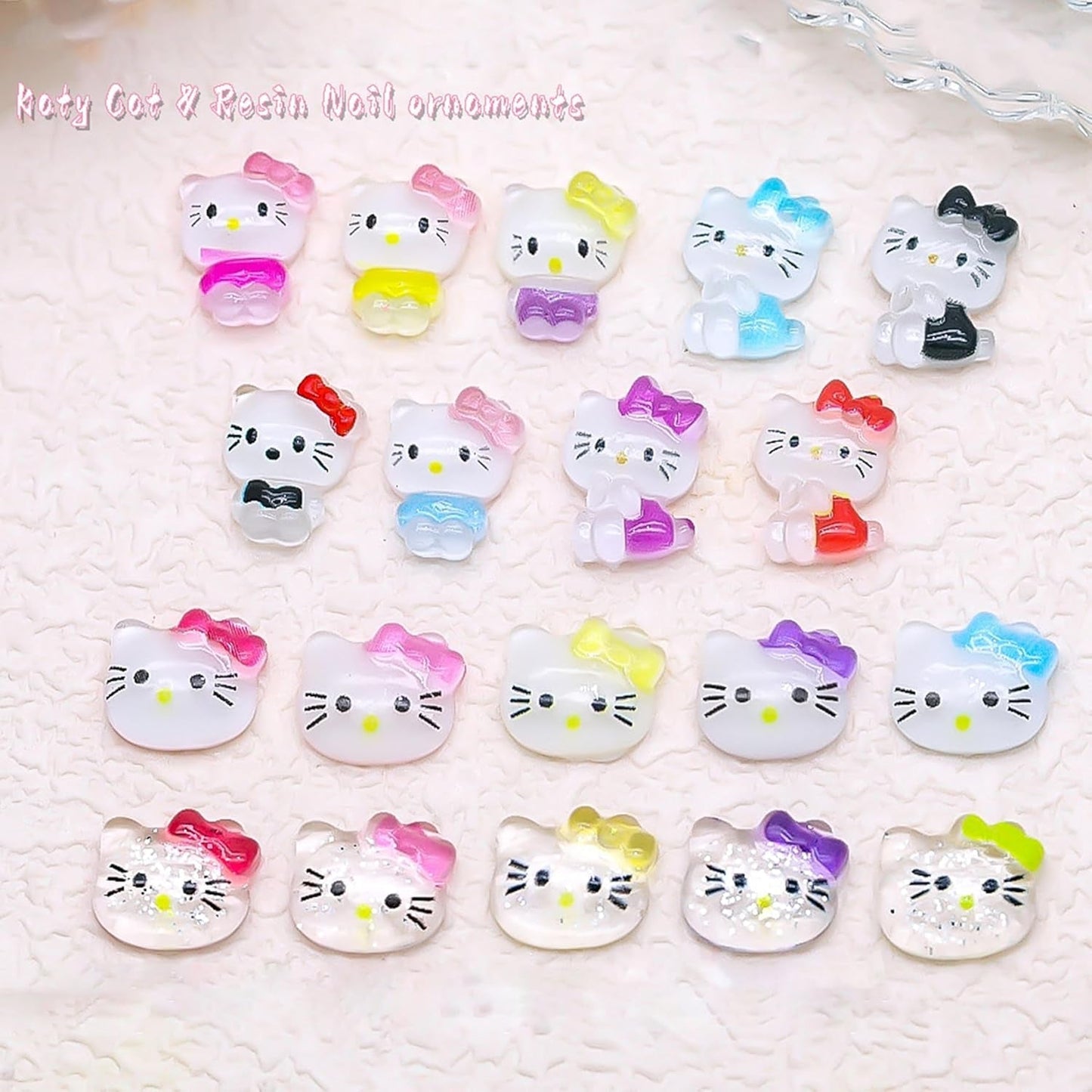 Pegatinas 3D para uñas de gato, purpurina para uñas, lentejuelas, pegatinas de resina para uñas, gemas para uñas, diamantes para decoración de uñas, incluida barra de cera para uñas con diamantes de imitación (gato colorido)