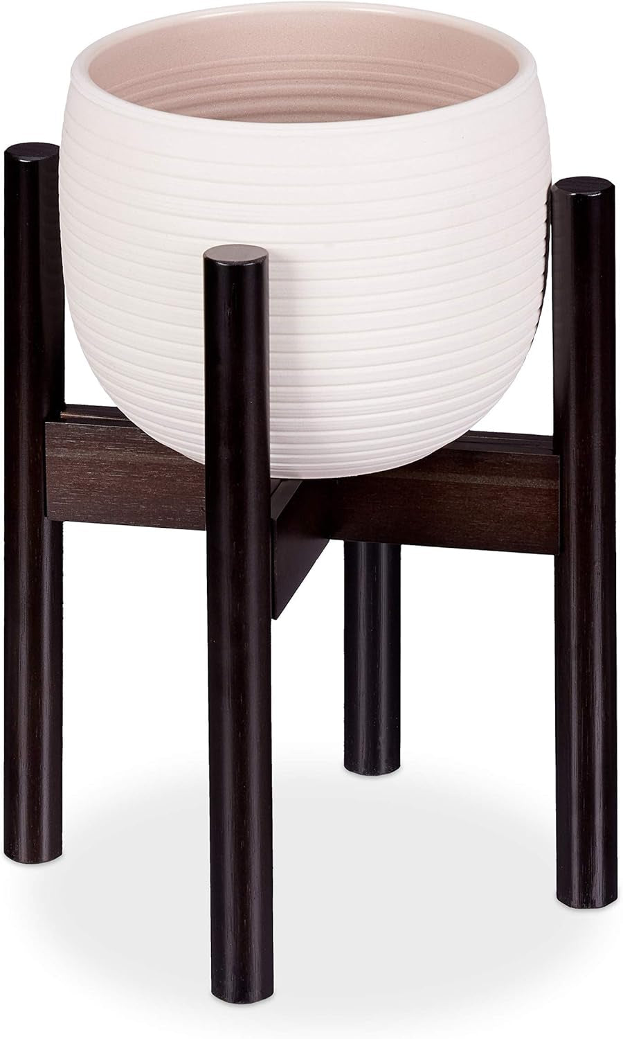 Relaxdays Soporte para flores de bambú, ajustable individualmente, para macetas de hasta 32 cm, soporte para plantas, A: 35,5 cm, marrón, 1 unidad 10028823