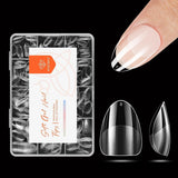 Modelones Puntas de Uñas 216 Piezas - Juego de Puntas de Uñas de Cobertura Completa, Juego de Puntas de Gel Suave, Puntas de Uñas de Resina PMMA Prepulido, Pegamento DIY en Uñas Artificiales, Almendras Cortas XS