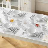 MALACASA Vajilla para 4, Vajilla de Porcelana Blanca de 16 Piezas, Vajilla Moderna con 4 Platos Llanos, Platos de Postre, Platos y Tazas Suma, Serie ELISA