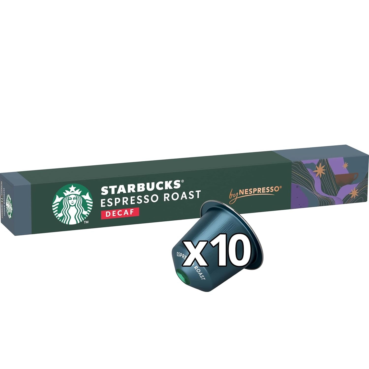STARBUCKS Espresso Roast Entkoffeiniert de Nespresso, Dunkle Röstung, Kaffeekapseln 10 x 10 (100 Kapseln)