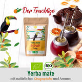 ORIGEENS BIO YERBA MATE con naranjas 200 G - Té frutal I Té de Yerba Mate orgánico sin tostar, sin tallos ni polvo I Bebida energizante y desintoxicante