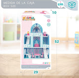 Casa de Muñecas de Madera, Castillos de Princesas de Madera, Casas de Muñecas, 3 Plantas, Castillos de Princesas, 9 Piezas de Madera, 37x15x53.5cm, Juguete de Madera, Edades 3+