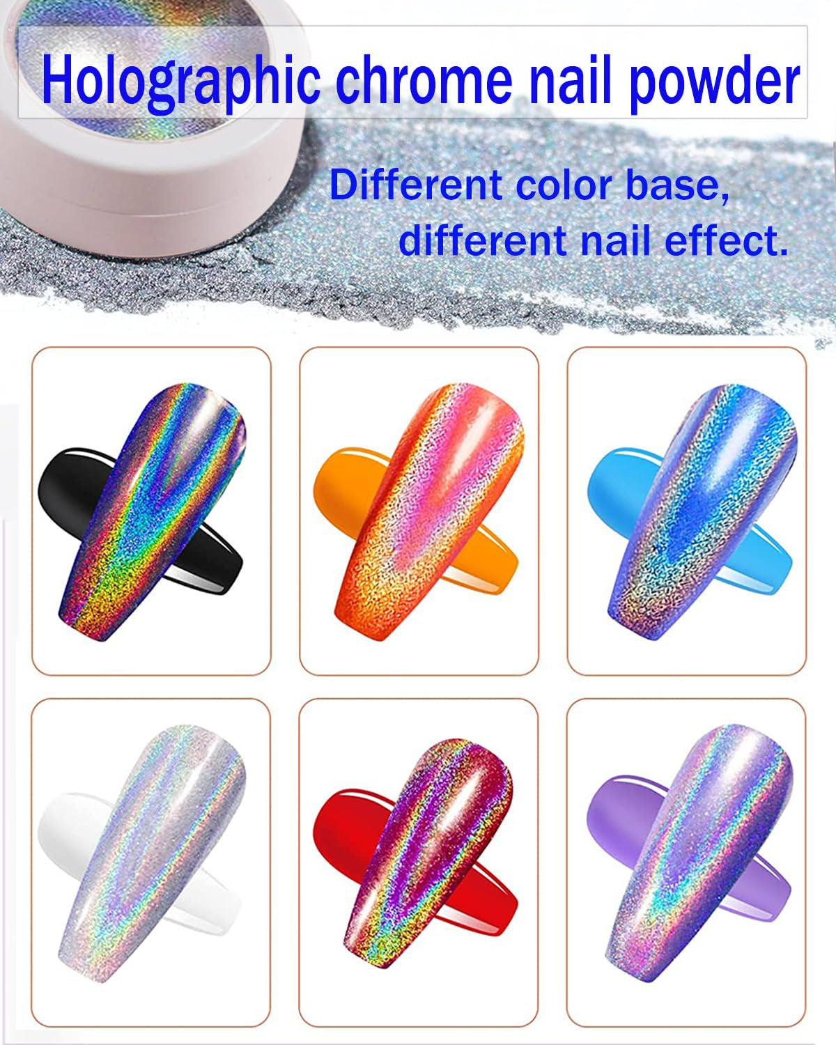 Wahrshei 6 Chrome Nail Powder, Chrome Pulver Nägel Mit Spiegeleffekt, Laser Chrome Puder, Polvo efecto perla para uñas esmaltadas en forma de donut