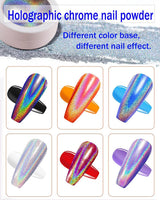 Wahrshei 6 Chrome Nail Powder, Chrome Pulver Nägel Mit Spiegeleffekt, Laser Chrome Puder, Polvo efecto perla para uñas esmaltadas en forma de donut