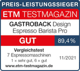 Cafetera espresso GASTROBACK con molinillo que incluye jarra de leche, prensador y portafiltro de acero inoxidable - Cafetera espresso Barista con espumador de leche - Cafetera espresso con 30 niveles de molienda