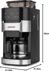 GASTROBACK 42711 Grind & Brew Pro Coffee Espresso Machine, Máquina de café espresso con filtro y molinillo integrados, Molinillo cónico con 8 ajustes de molienda, Pantalla táctil LCD, Plástico
