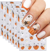 Nagelsticker Halloween, 8 Blätter Halloween Nagelsticker, Kürbis Nail Sticker, Nail Art, Nagel Charms, Nagel Zubehör, Nageldesign, Navidad (Typ A)