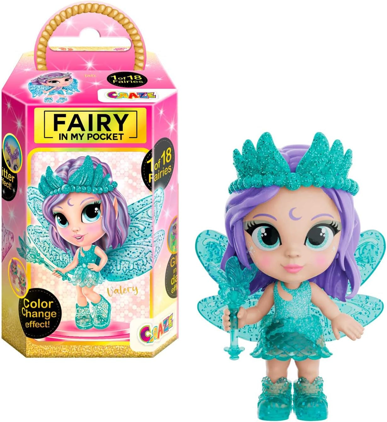 Hada de la Locura en Mi Bolsillo | Muñeca de hadas con alas, juguete de hadas coleccionable con efectos especiales como purpurina, brillo en la oscuridad y cambio de color