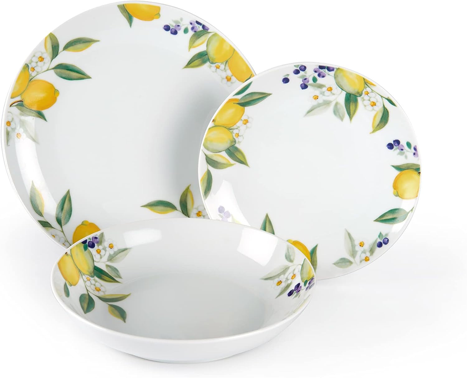 Excelsa Lemon vajilla 18 piezas, porcelana, blanco/limón