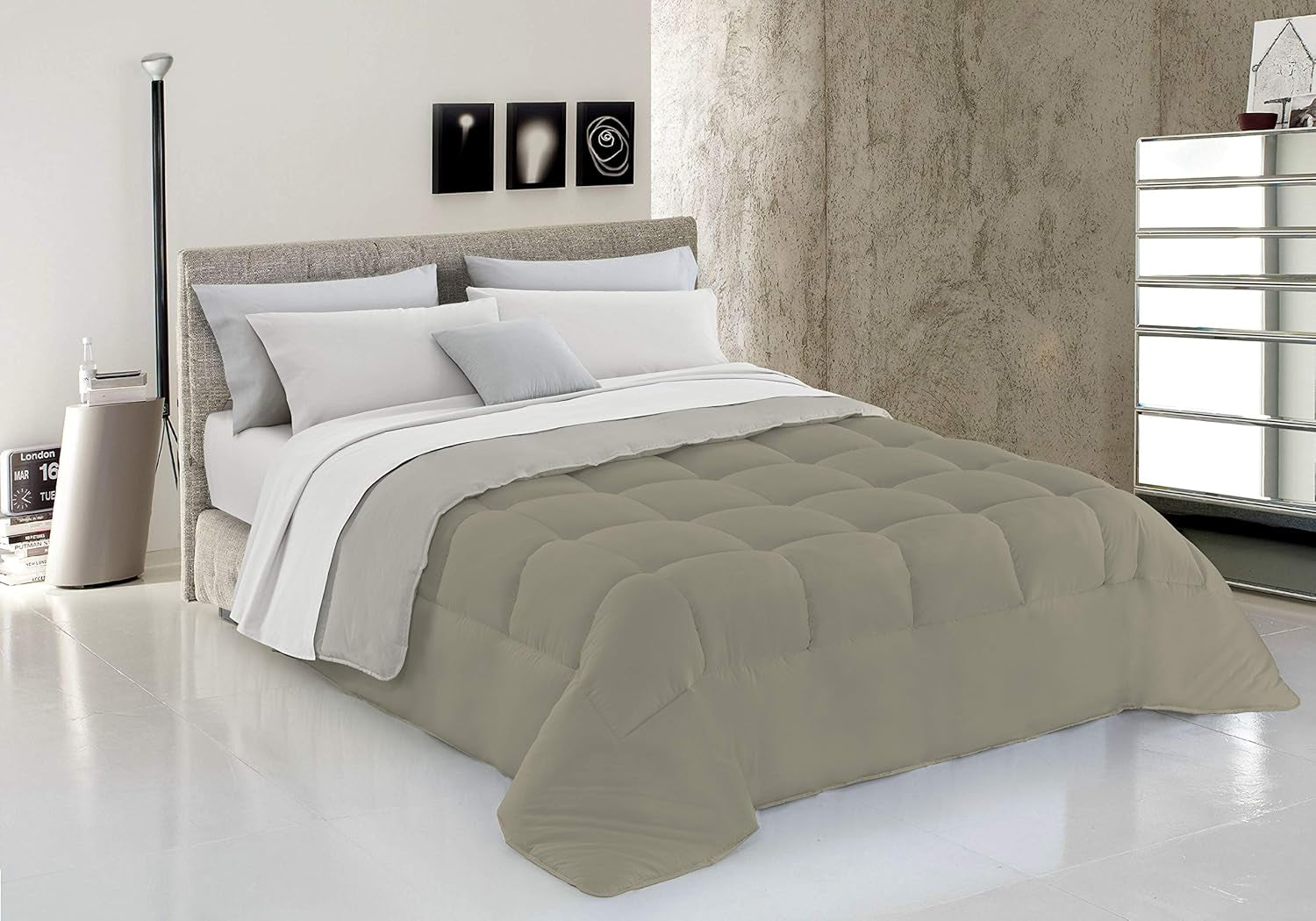 Ropa De Cama Italiana, Edredón De Invierno, Taupe/Crema, 250X200Cm Edredones y colchas Naty Shop Tortora/Panna 150 X 200 Cm