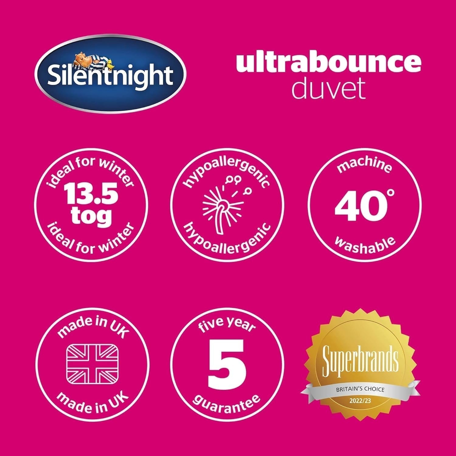 Colcha Silentnight "Ultrabounce", microfibra, blanco, cama individual Edredones y edredones Naty Shop