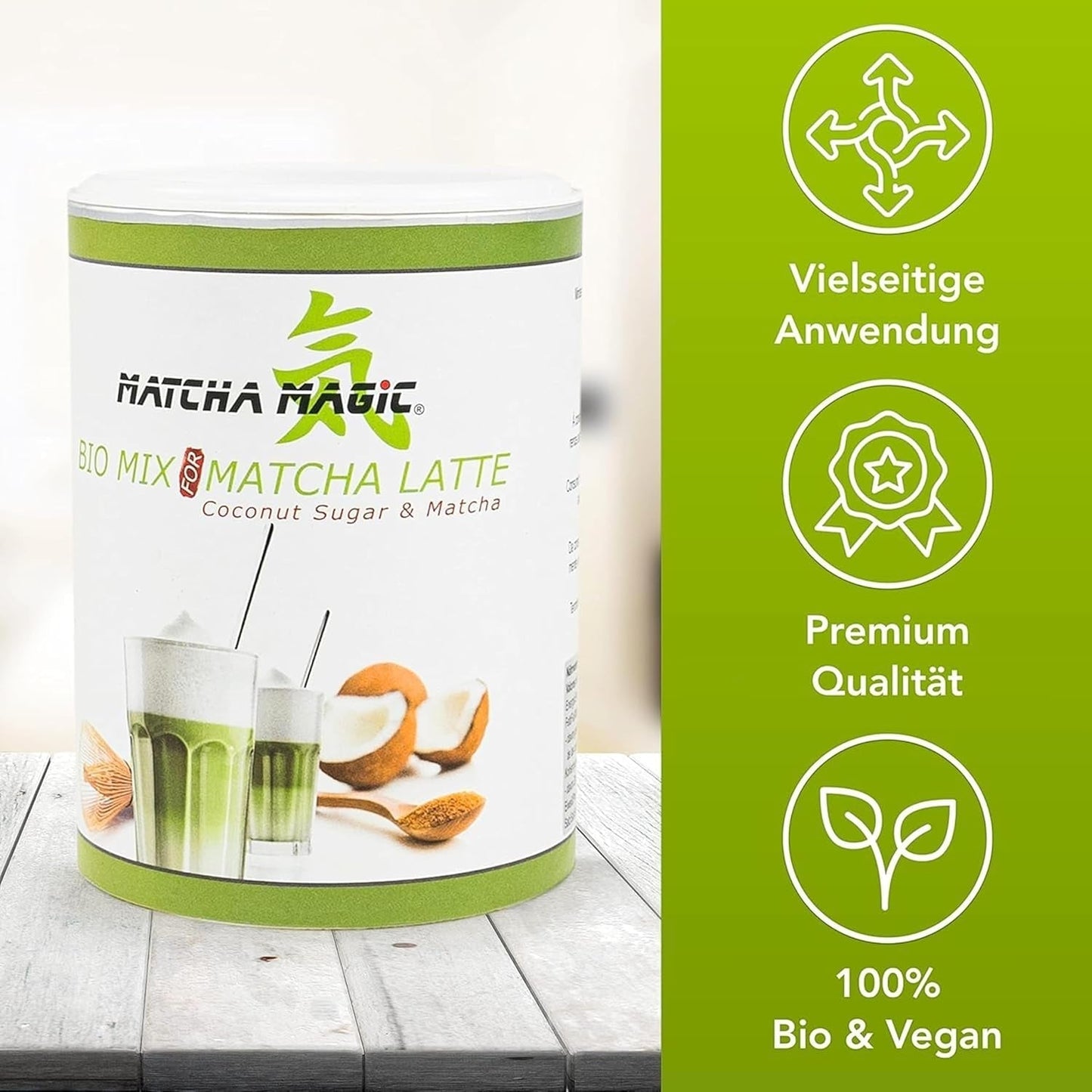 Matchamagic: matcha latte en polvo orgánico de Japón con azúcar de flor de coco para un delicioso té