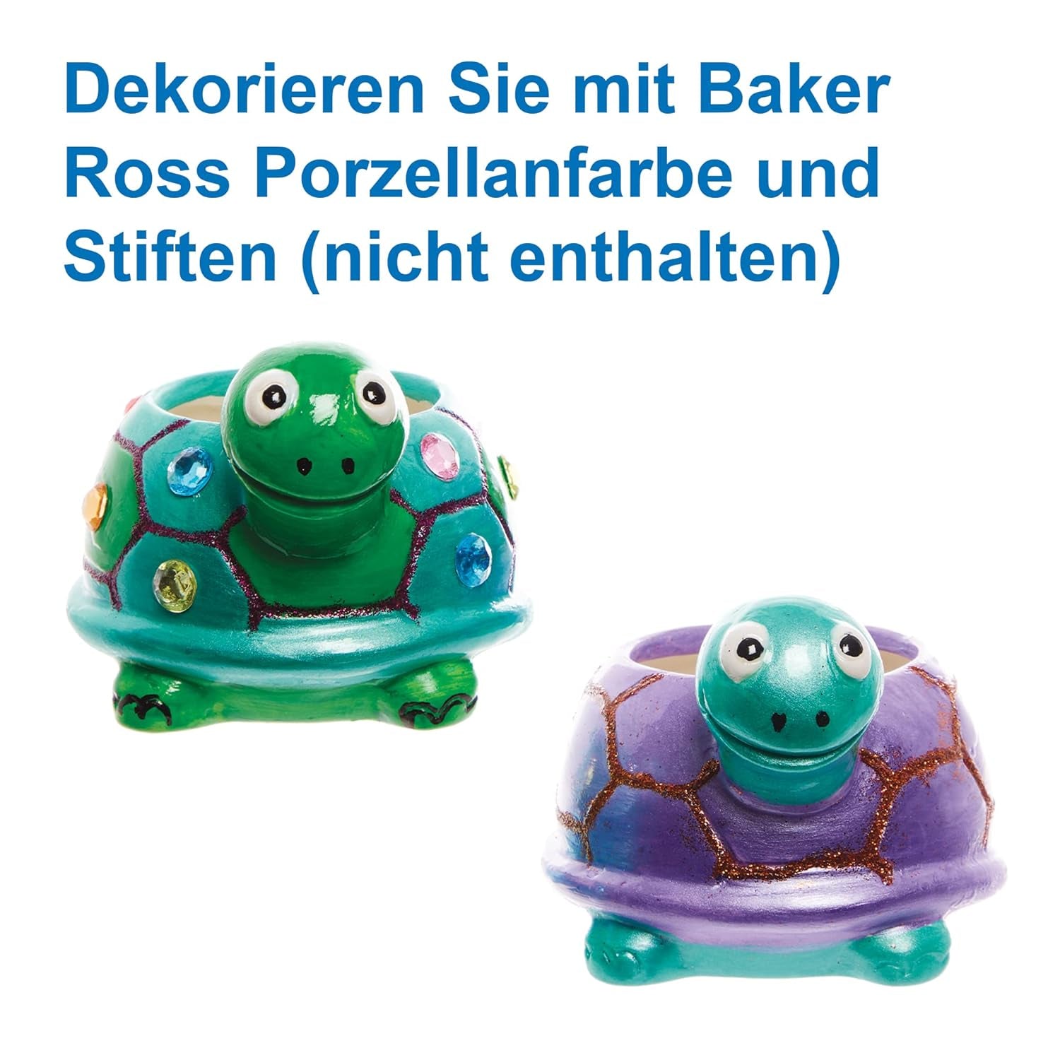 Baker Ross FX594 Macetas de cerámica con forma de tortuga: paquete de 2, pinta tu propia maceta