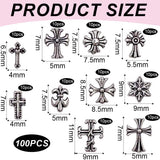 100 llaveros de uñas cruzadas 3D, llaveros de uñas cruzadas, llaveros de uñas cromadas, accesorios de uñas vintage, decoraciones de uñas DIY, para mujeres y niñas, decoraciones de uñas DIY