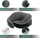 KILDOWS Almohada Cervical para Avión, Almohada de Viaje Viscoelástica, Almohada de Viaje para Avión con Antifaz y Tapones para los Oídos, Almohada Ortopédica para el Cuello, Ideal para Viajar en Avión, Coche, Tren Almohadas Ortopédicas Cervicales Naty Shop
