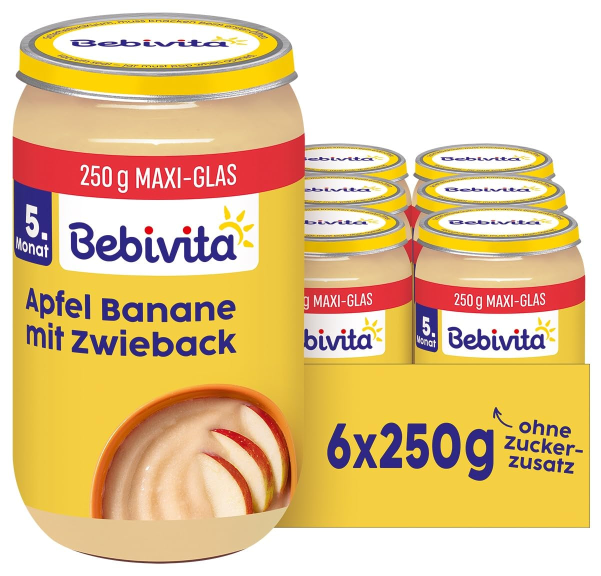 Galletas de frutas y cereales en mezcla de manzana y plátano, 250 g, paquete de 6 (6 x 250 g)