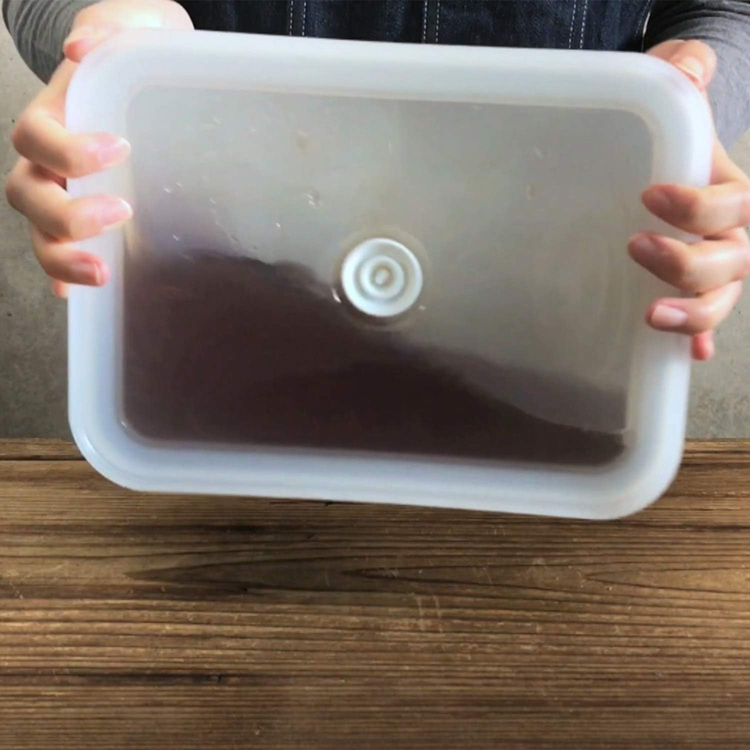 Lata de almacenamiento de alimentos al vacío esmaltada | XL| 1,85 litros | 23,5 x 17,5 x 7 cm | mantiene los alimentos frescos por mucho más tiempo | protege los alimentos de bacterias y hongos | sin bomba de vacío Cajas para conservación de alimentos Naty Shop
