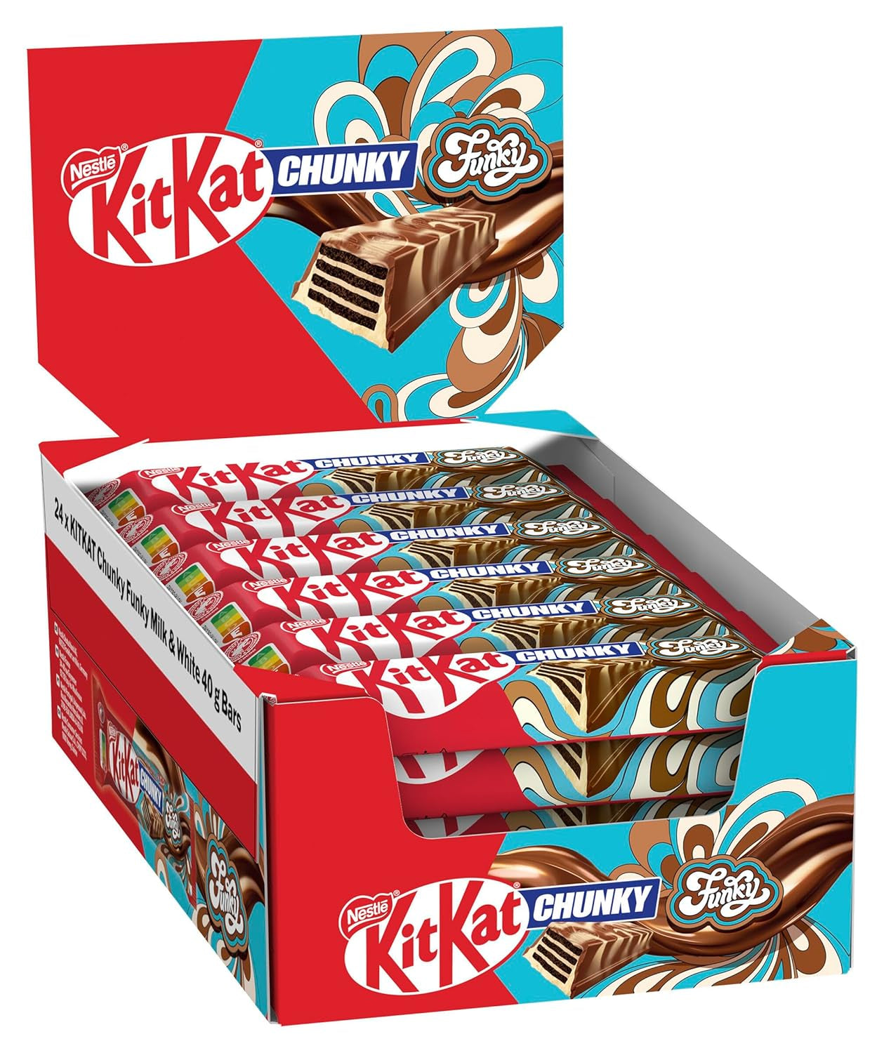 Nestlé Chunky Funky, oblea crujiente con chocolate con leche, paquete de 24 (24 x 40 g)