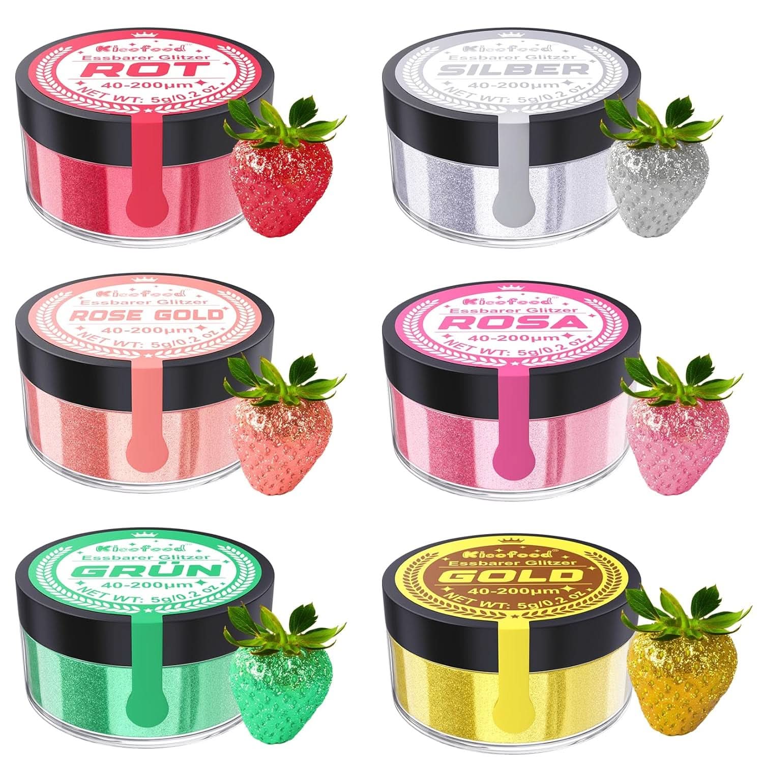 Purpurina comestible, set de 6 tonos, 5 gramos Glitter Naty Shop