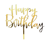 Decoración Feliz Cumpleaños Topper - Acrílico Dorado No Comestible Perfecto Para Pasteles