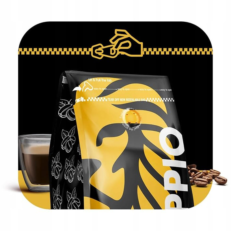 Doppio Crema y Sabor 1KG | Granos de café 80% Arábica y 20% Robusta | con notas de cacao, nueces y caramelo | Tostado fresco y medio, baja acidez | para café expreso | Café Orca Azul