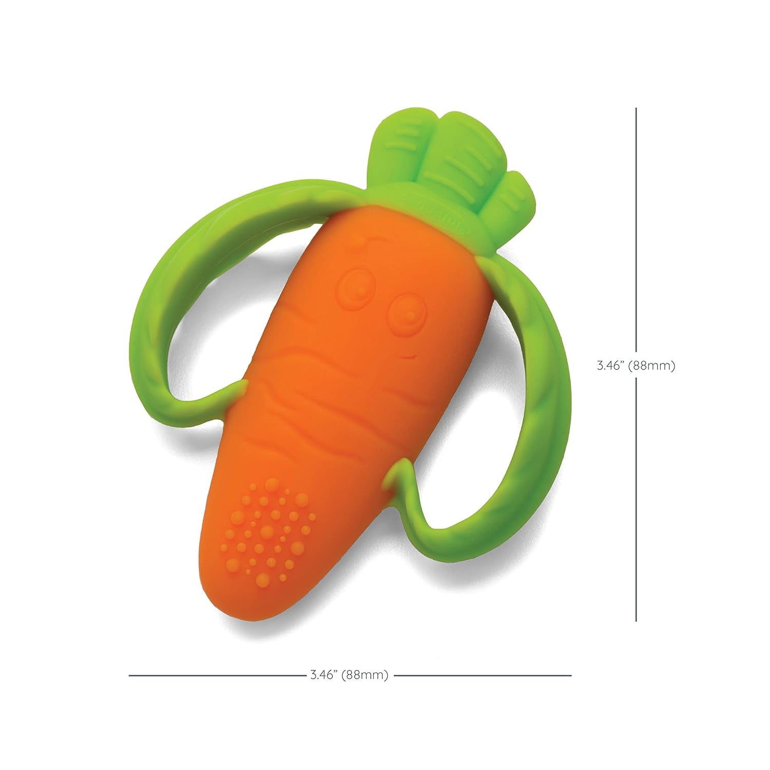 Infantino Lil' Nibbles, Mordedor de silicona texturizada, juguete mordedor para bebé sin BPA, suave, fácil de sostener, estimulación sensorial para bebés, zanahoria