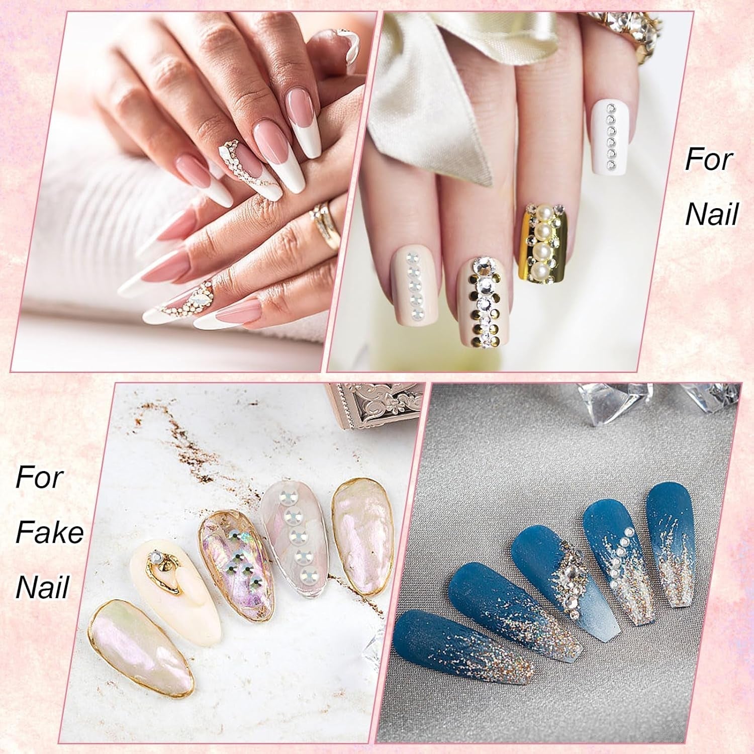5820 Stück Strasssteine ​​​​Nägel, Glitzersteine ​​​​Nägel Und Halbrunde Perlen, AB Kristall Rhinestones, Flatback Nagel Steine ​​​​mit Pinzette Und Stift Für Nagel/Diy (Mehrere Größen Und Farben)