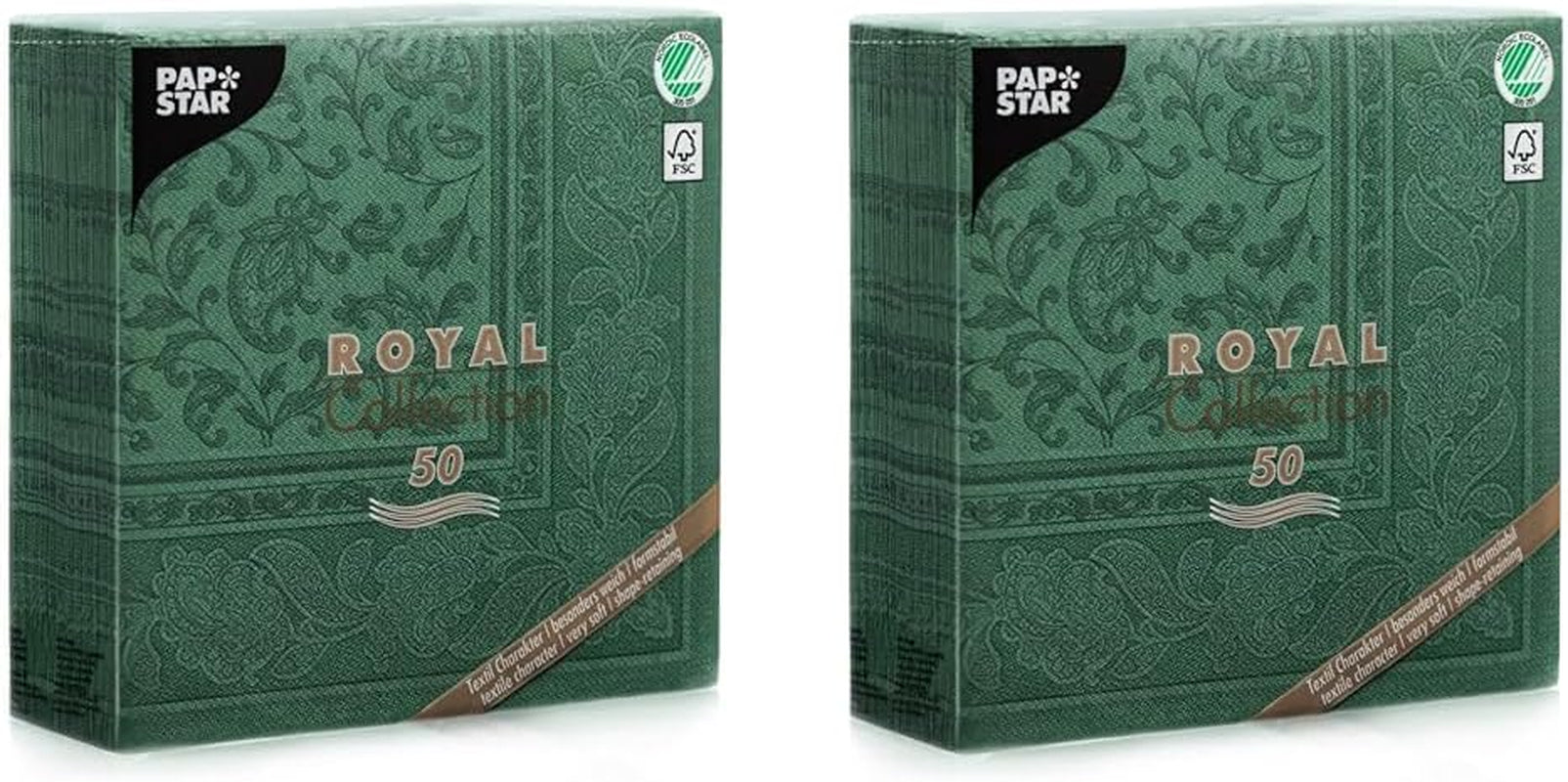 50 Servilletas "Colección ROYAL" Pliegue 1/4 40 Cm X 40 Cm verde oscuro "Adornos"