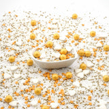 Streusel Glück, Sprinkles con corazones blancos y bolas doradas, 40 gramos Sprinkles Naty Shop