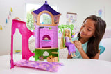 Princesas Disney HMV99 - Muñeca Rapunzel Móvil y Torre de Juegos con Diversión por Todos lados, 6 Zonas de Juego y 15 Accesorios, Inspirada en la Película de Disney, Juguetes para Muñecas 3 Años Naty Shop Dolls