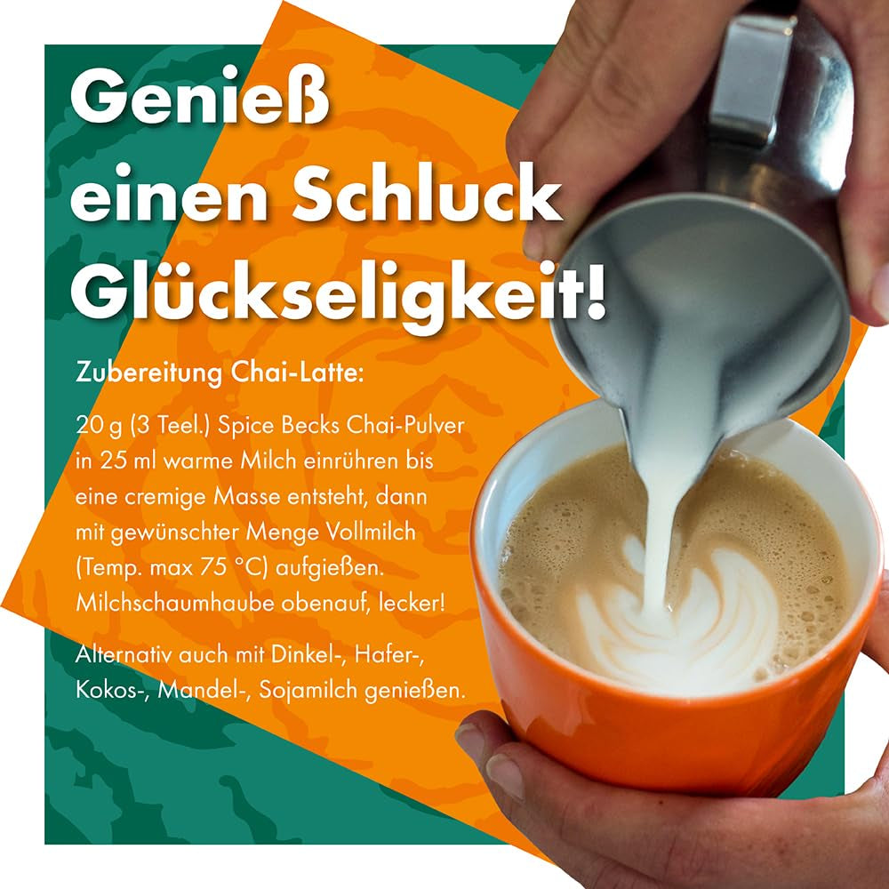 Becks Cocoa Om Masala Chai Tea Bio - Té negro indio con especias tradicionales como canela, cardamomo y jengibre - Perfecto para Chai Latte, 300g