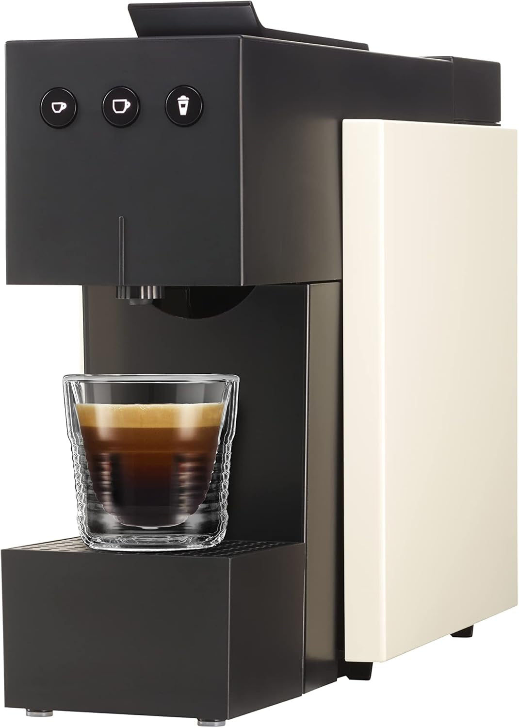 Cafetera espresso con cápsulas K-FEE SQUARE para café, té y cacao | Café expreso compacto | Calentamiento rápido | Depósito de agua de 0,8 litros | 19 barras | negro piano