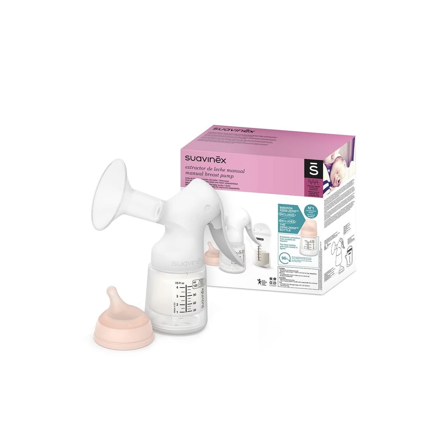 Suavinex, Sacaleches Materno, 120 ml, con flujo regulable Alimentación y Accesorios Lactancia Tienda Bebe Naty