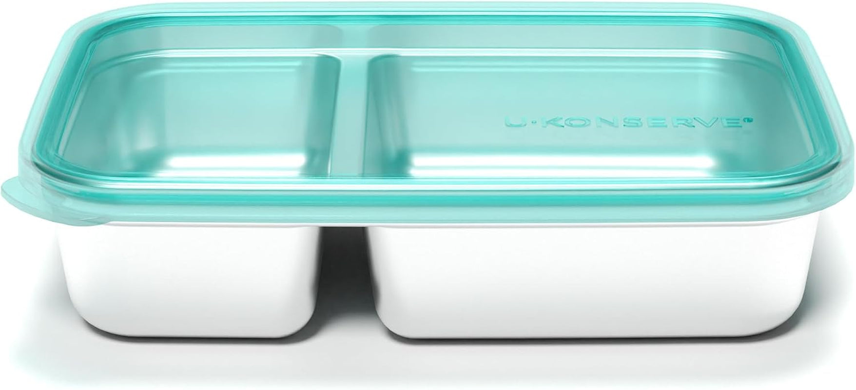 U Konserve - Contenedor de alimentos rectangular dividido de acero inoxidable con tapa de silicona - Island Teal - Cajas de almacenamiento de alimentos de 28 oz / 825 ml Naty Shop Island Teal 28 Oz