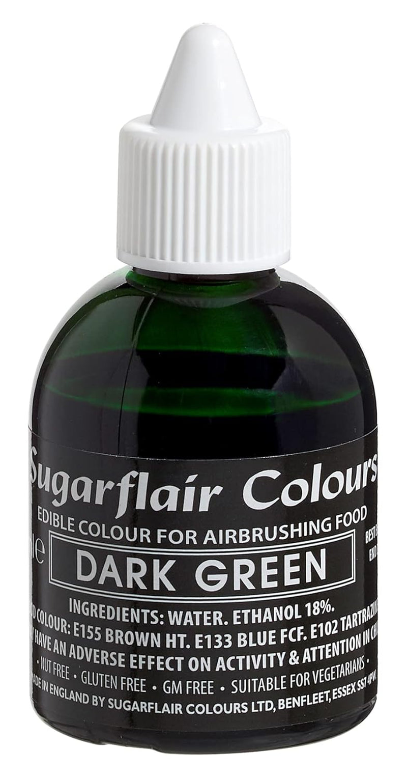 Sugarflair Colorante Alimentario Verde Oscuro - Colorante Líquido Comestible para Alimentos, Colorante para Aerógrafo para Pasteles, Muffins, Glaseado y Decoraciones de Pasteles - 60ml