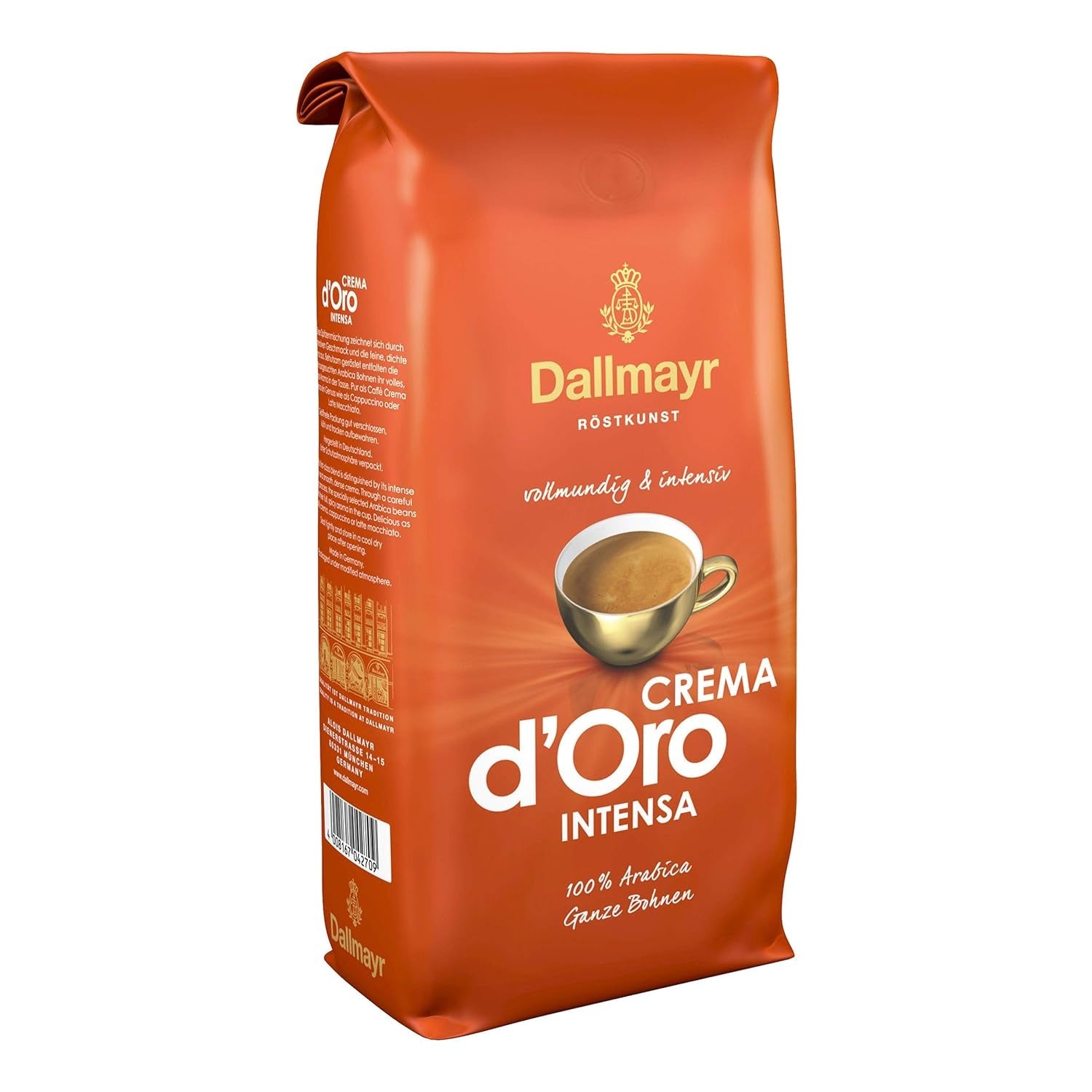 Café Crema d'Oro Intensa, Café Molido, Café Tostado, En Grano, Café en Grano, 8 x 1000 g