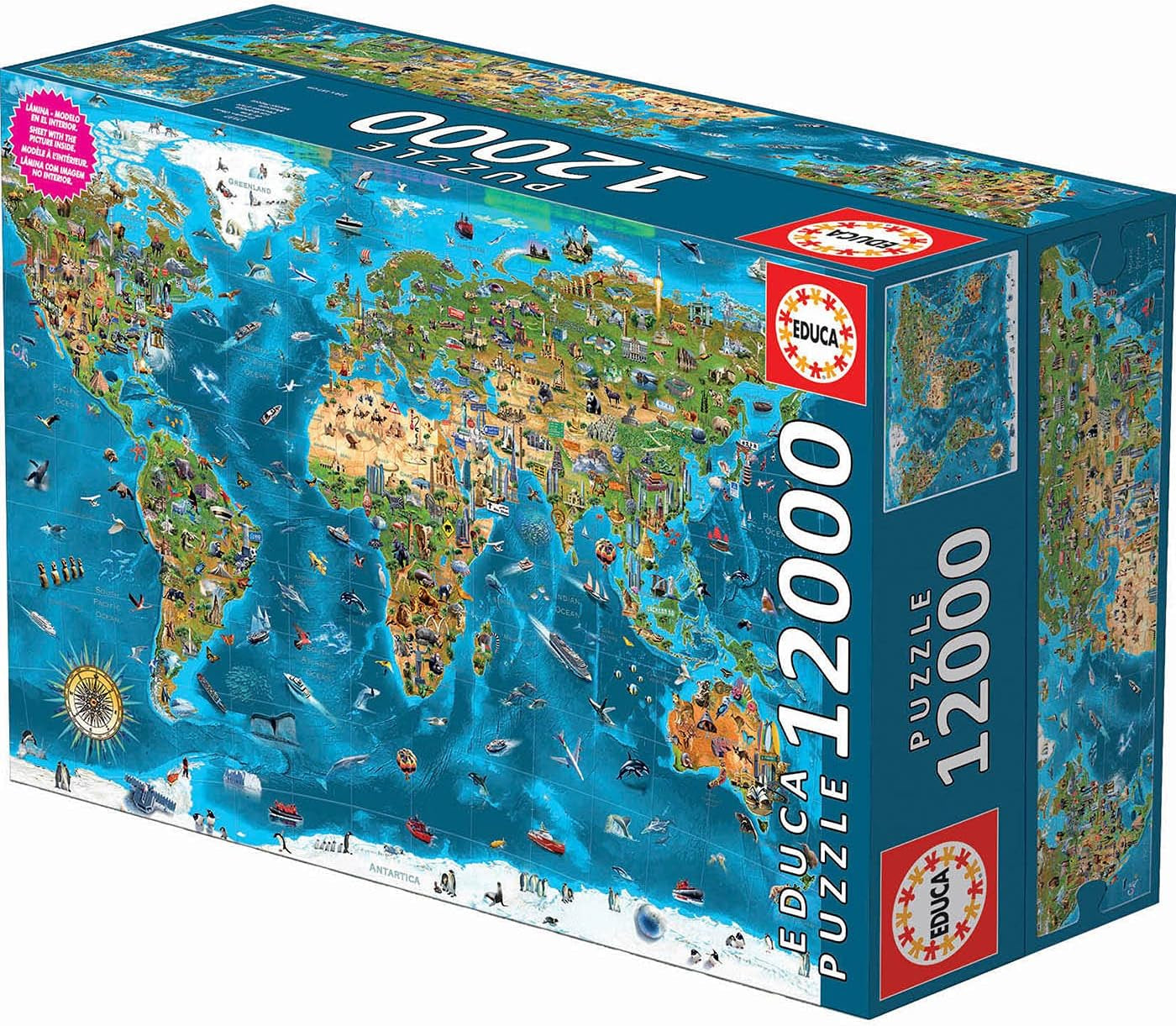 Educa - Maravilla del mundo, rompecabezas de 12000 piezas adultos y niños a partir de 14 años, mapa del mundo (19057) Puzzle Naty Shop