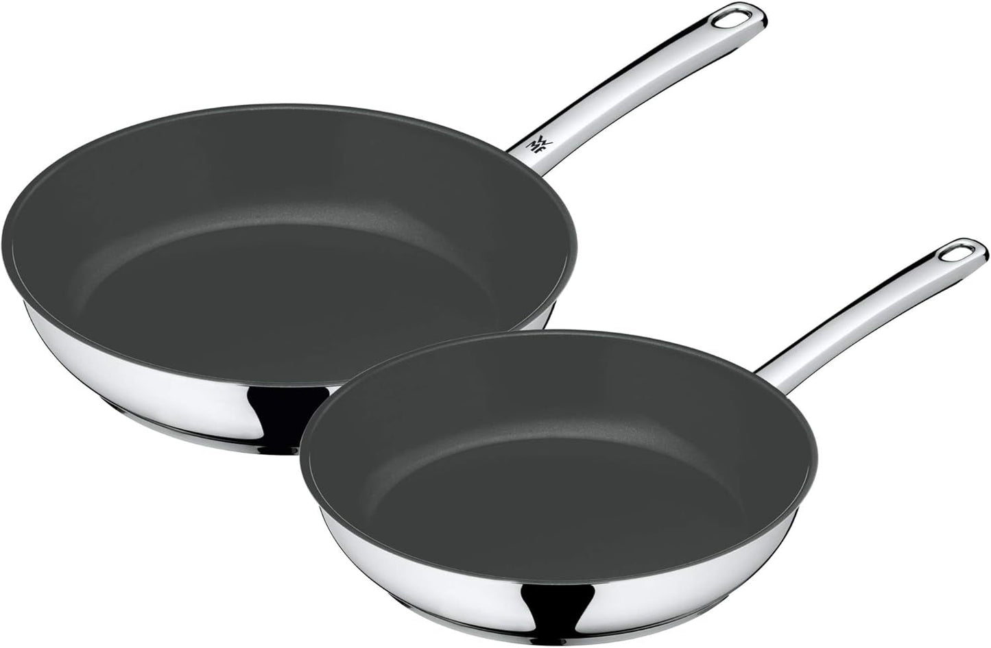 WMF Juego de sartenes Devil 2 piezas, sartenes inducción 24, 28 cm, acero inoxidable Cromargan, revestimiento cerámico, aptas para horno Ollas y sartenes Naty Shop Juego de 2 sartenes 24 y 28 cm