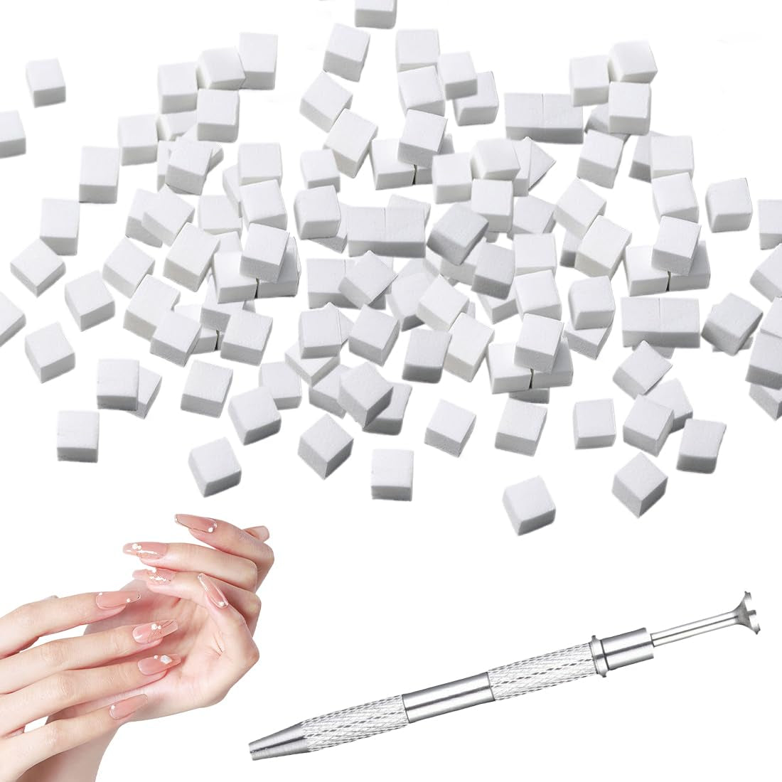 100 piezas Nail Art Schwamm Mit Metallgreifer, esponja aplicadora de cepillo, esponja para uñas, maniquí para uñas, Um Eine Varaudzen de gradiente Nail Art Patterns Zu Ersetlen