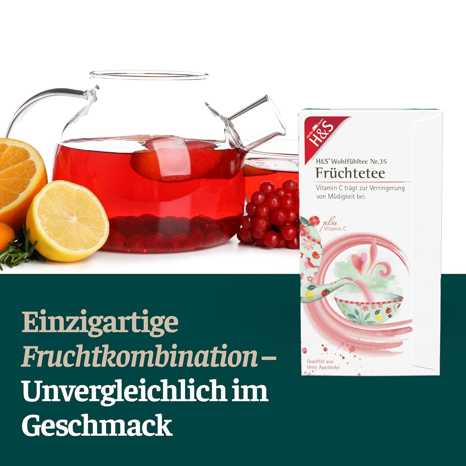 Té de frutas con vitamina C de H&S: mezcla de té de frutas refrescante y sabrosa, 20 x 2,7 g