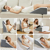 Almohada de lectura y almohada elevadora de piernas de plumas, almohada de espuma viscoelástica para cuello, espalda y piernas, almohada multifuncional desmontable para cama, sofá, sentarse, dormir y descansar, 58x55x28cm