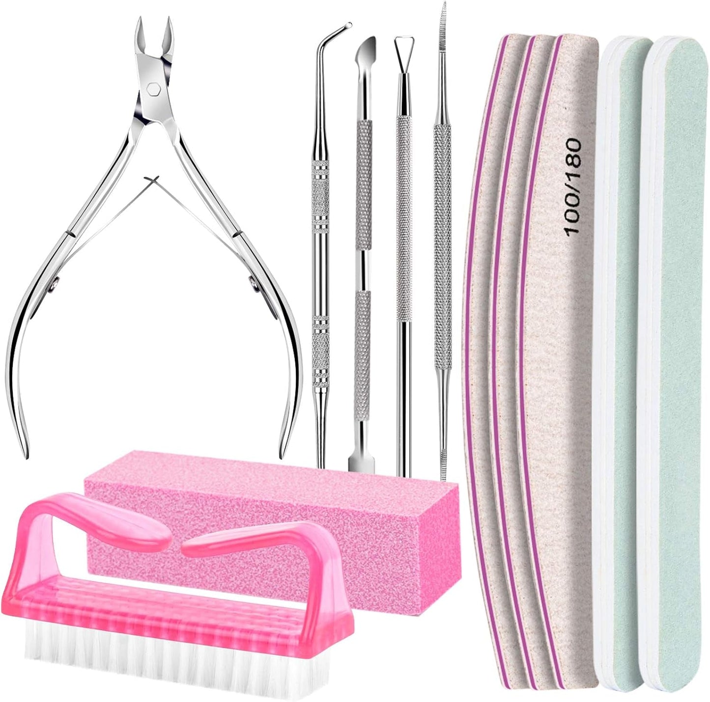 FANDAMEI Set de manicura, Buffer Für Nägel, Nagelfeile 100/180, Nagelfeilen Für Gelnägel, Nagelhautschieber, Buffer Für Gelnägel, Feilen Für Gelnägel, Nagelzange, Nagelfeilen Set, Maniküre & Pedicure Set