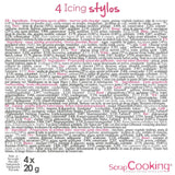 Scrapcooking - Rotuladores de 4 piezas: dorado, chocolate, blanco y rojo - Bolígrafos decorativos comestibles para escribir y dibujar en postres, pasteles y galletas