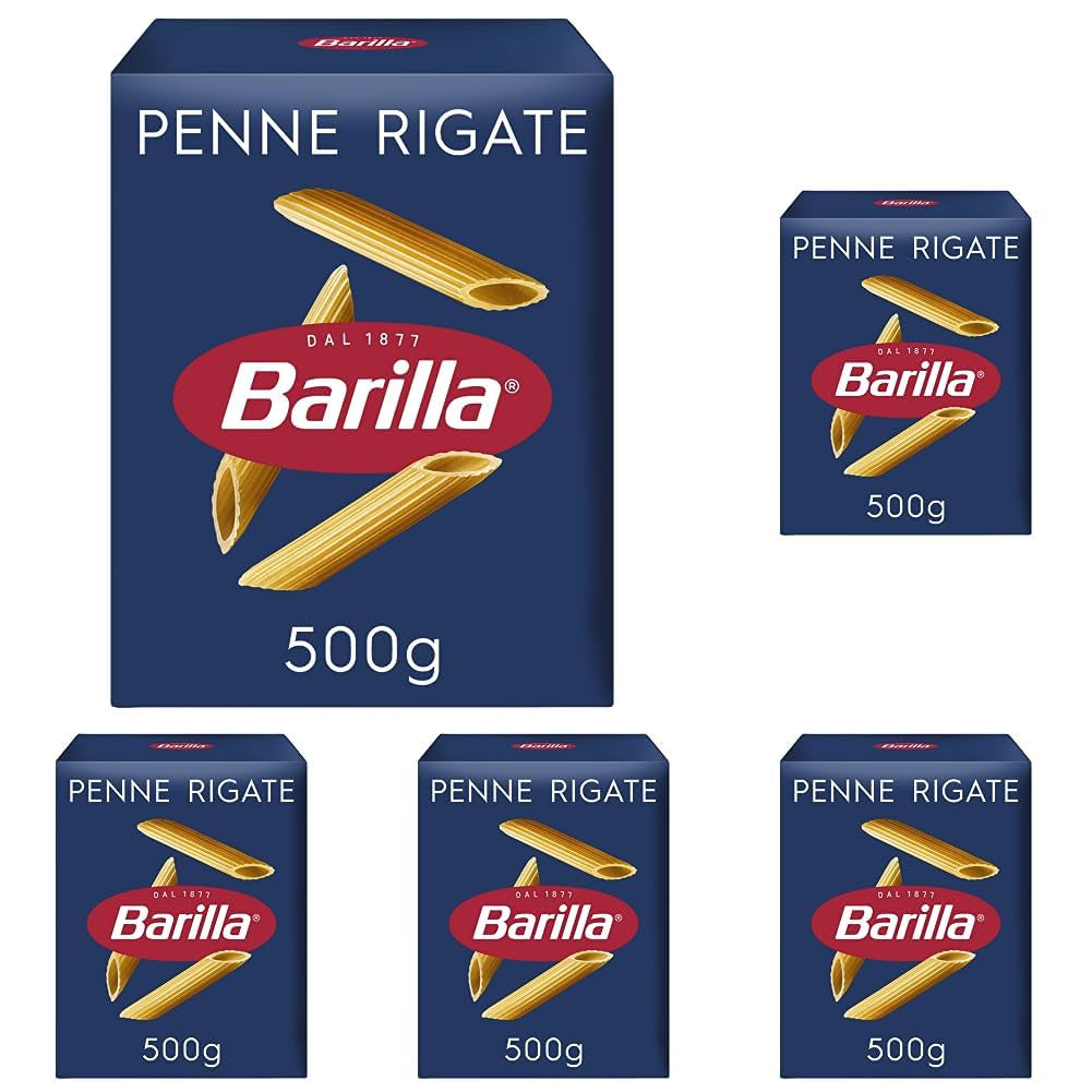 Pasta Barilla Clásica Penne Rigate Nr. 73 de trigo duro de alta calidad, siempre al dente (1 x 500 g)