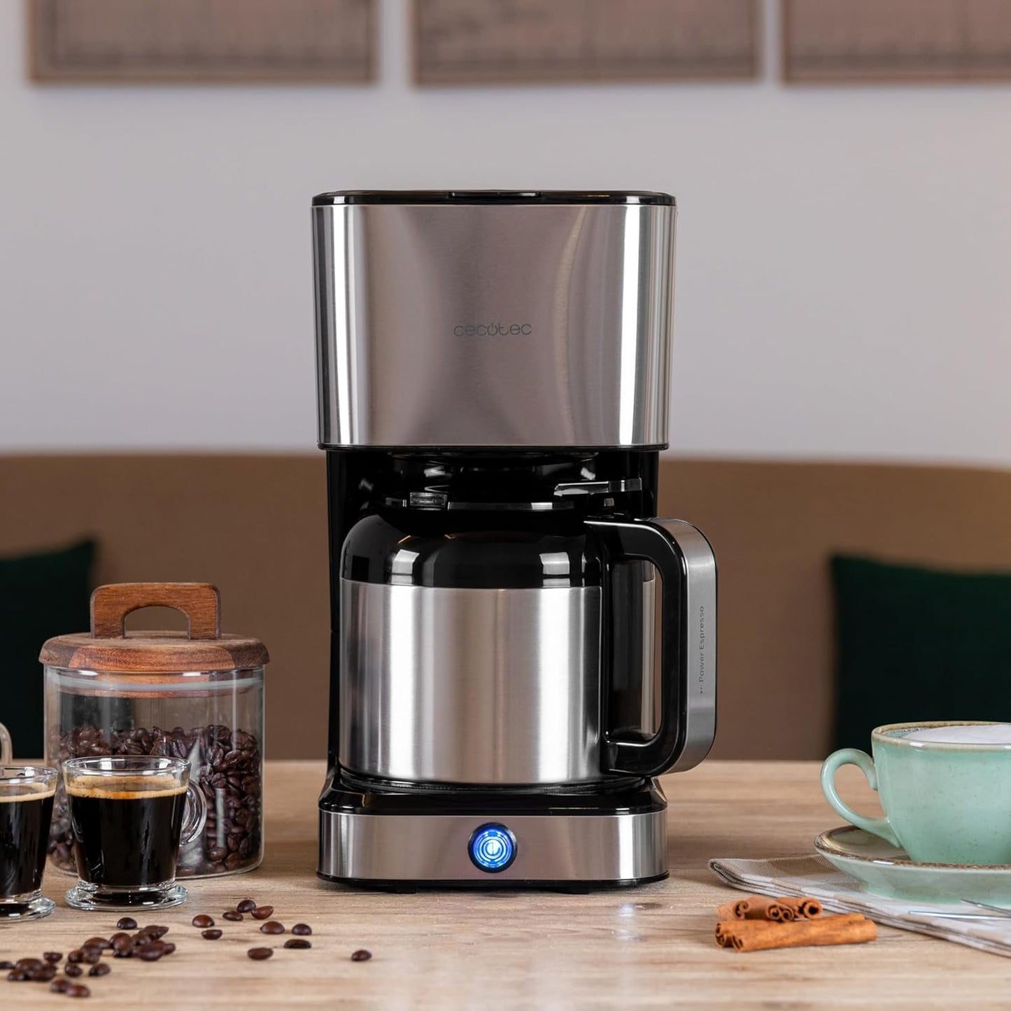 Cecotec Cafetera de goteo Coffee 66 Drop & Thermo, 950 W, 1,2 L, 10 tazas, tecnología ExtremeAroma, función antigoteo, indicador de nivel de agua, filtro principal reutilizable, protección contra sobrecalentamiento