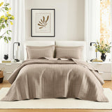 Comfort Spaces Kienna Juego de edredón, lujosa manta de verano de doble puntada, ropa de cama ligera, suave, para todo el año, funda de almohada a juego, blanco, manta para camas king size (264,2 x 228,6 cm), Naty Shop Quilts & Quilts colcha king de gran tamaño color topo (120 x 118 pulgadas)